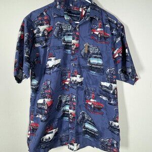 North River Outfitters Classic Car Route 66 Men's Button Up Shirt in Size M Blue
